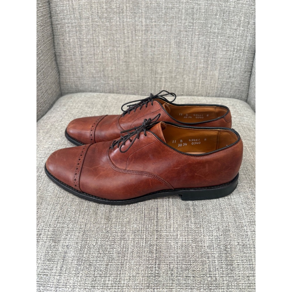 Allen‎ Edmonds Byron Mens 11 B Chili Leather Cap Toe Brogue Oxford Dress Shoes